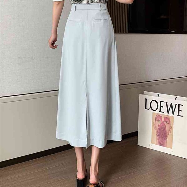 

korean style spring summer skirt women's mid-length high waist slimming long skirt 210507, Black
