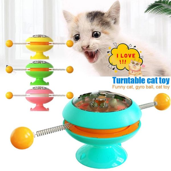 

cat toys rotatable with mint balls interactive turntable training for cats kitten pet accessories