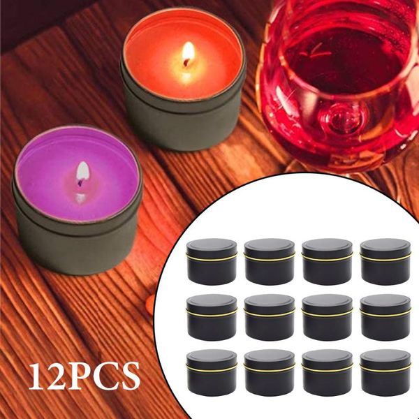 

12pcs candle tin diy round balms 4 oz accessories storage box multipurpose with lid party favor empty jar salves tinplate bottles & jars