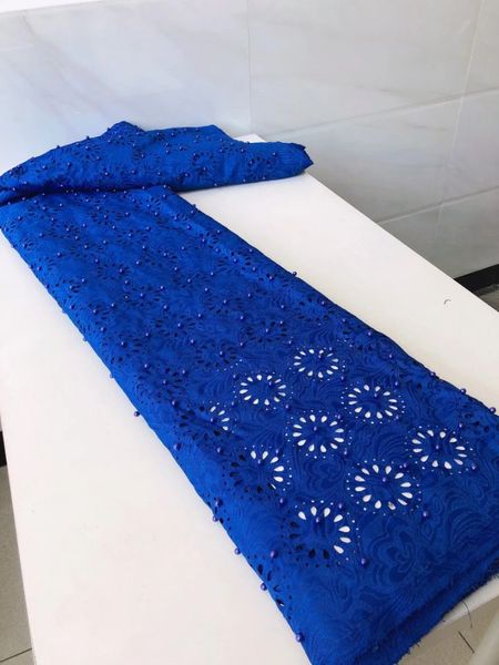 

5yards/lot nice looking royal blue african cotton fabric with beads decoration flower style swiss voile mesh lace for dressing qc2-9, Black;white