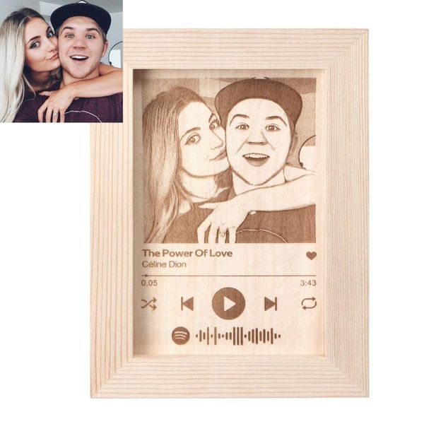 

frames spotify code po frame custom engraved wood picture personalized natural wooden valentine's day gift