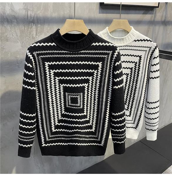 

men's sweaters 2022 autumn winter fashion men casual warm slim fit street wear mens clothes knitted pullover k63, White;black