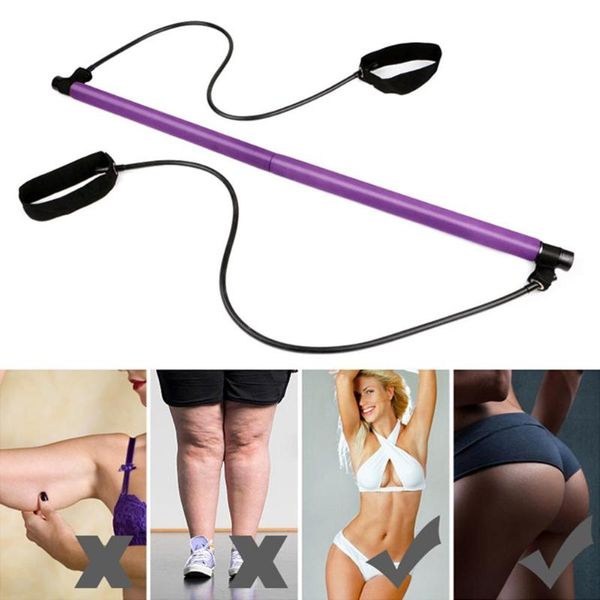 

multi-functional yoga pull rods portable gym pilates bar with resistance band for chest-expanding fitness workout bands