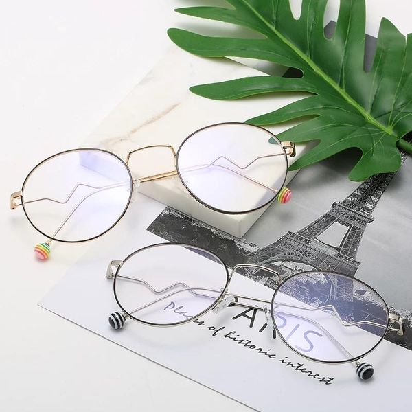 

fashion sunglasses frames vintage oversized glasses frame anti-blue light optical rainbow lollipop wave leg eyeglasses men women, Black