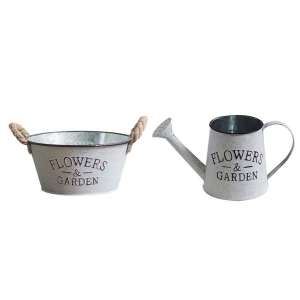 

hooks & rails 2pcs rustic shabby chic retro flower vase bucket pot garden decoration