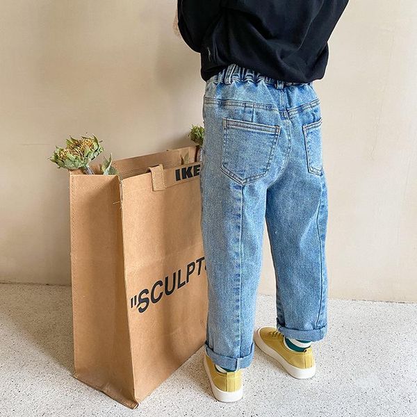 

jeans autumn fashion patchwork denim pants boys and girls straight casual, Blue