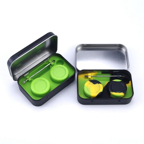 

party favor portable silicone wax tin jars dab mini round container for with case color random