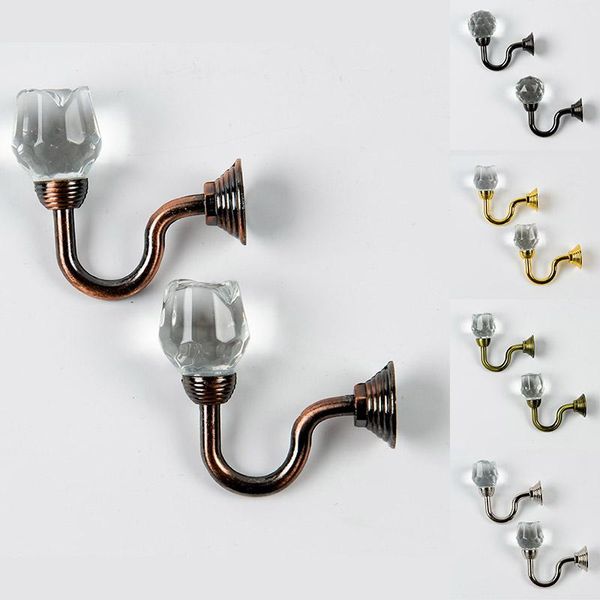

2pc/set modern simple zinc alloy electroplating small crystal curtain hook vintage wall practical and firm 2021 hooks & rails