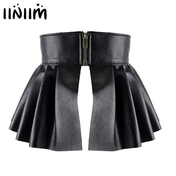 Senhoras Senhoras Sexy Saias Faux Leather Plissado Split Embelezado A-Linha Mini Saia para Festas Clubwear 210619