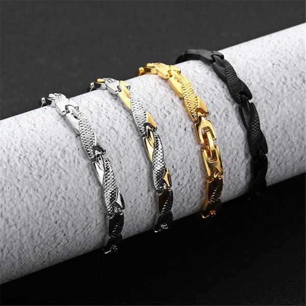 

link, chain 4 colors stainless steel magnetic bracelet health energy men gold germanium hologram bracelets bangle women, Black