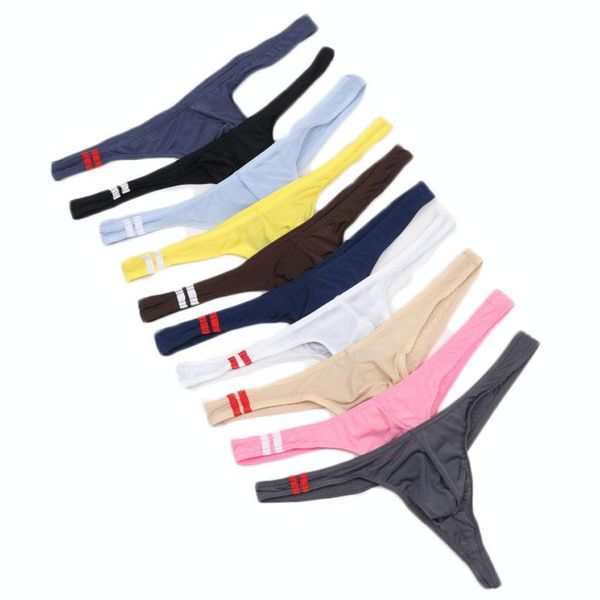 Mutande 10PCS Sexy Men Thong Briefs Underwear Ice Silk Thin Mutandine Lingerie Brief Male