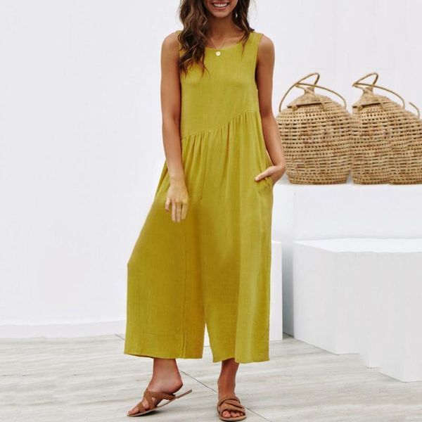 

women's jumpsuits & rompers cotton linen loose womens casual sleeveless jumpsuit holiday overalls playsuit ladies summer beach romper, Black;white