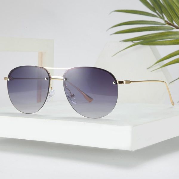 

mirrors metal half-frame double beam frog mirror, women's fashion exquisite trendy sunglasses
