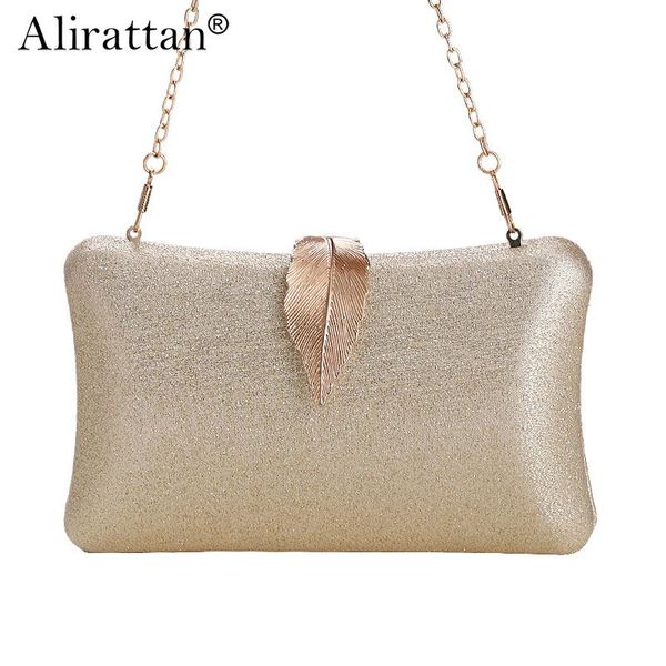 

evening bags luxury shiny small pu leather metal leaf lock design clutch for women 2021 fashion brand ladies chain handbag