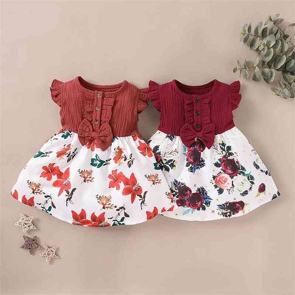 

girls' summer 2021ins new red sleeveless printed dress cotton princess skirt, White