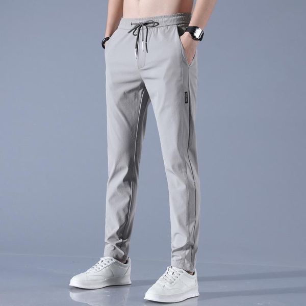 

men's pants fashion loose breathable straight casual spring and summer thin quick drying elastic sports, Black