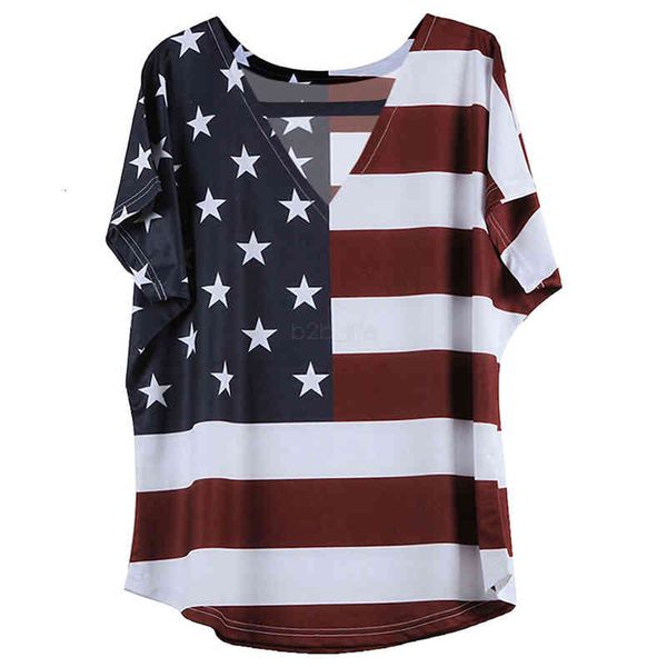 

american women t-shirts usa flag star striped printed v-neck short sleeve summer independence day 4th july tees girls ljj-aa2393, White