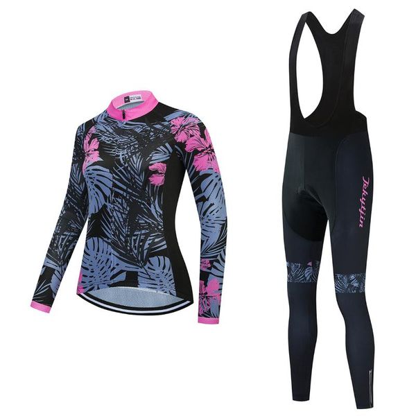

racing sets 2021 trend summer women's mountain bike long-sleeved jersey suit football cross-country endurance race quick-drying riding, Black;blue