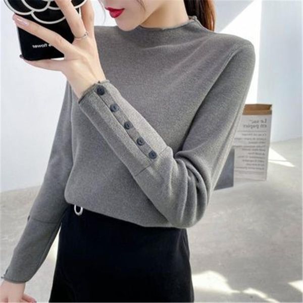 

women's sweaters 2021 autumn and winter fashion women turtleneck pullover korean version loose long sleeve with knitted bottom lady top, White;black