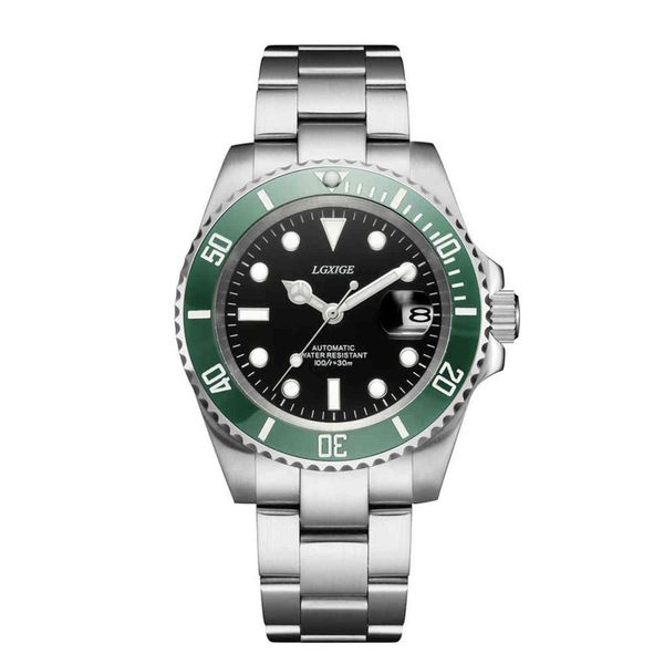 

mechanical ceramic bezel golden watch mens watches brand luxury clock luminous automatic sports watch religio masculino, Slivery;brown