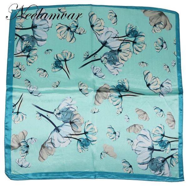 

scarves spring summer scarf women silk square ladies neckerchief foulard female bandana 60*60cm elegant headscarf handkerchief, Blue;gray