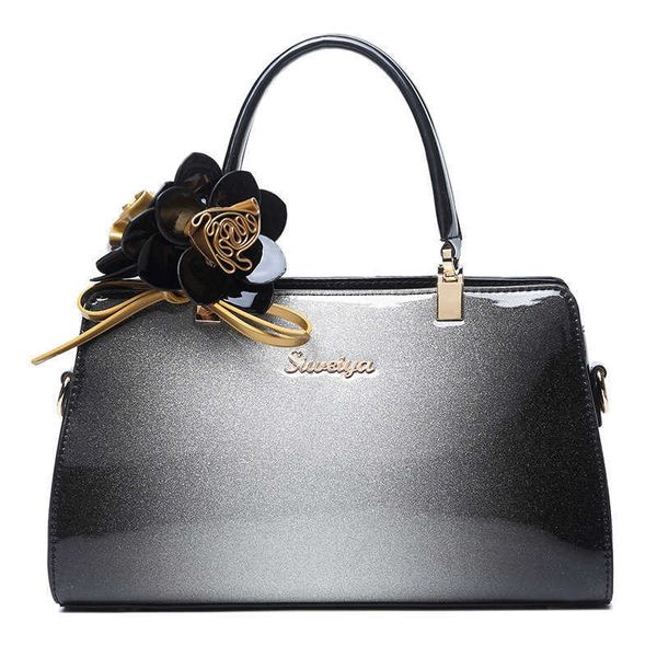 

luxury handbags women's 2021 autumn and winter fashion m's genuine women's middle age patent leather one shoulder handbag