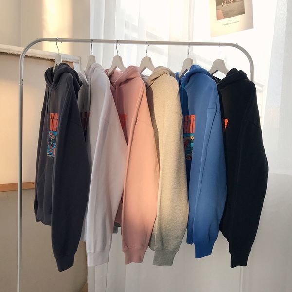 

2021 couple wear sweater mens autumn new cartoon pattern casual cotton pullover hooded ins hong kong style, White;black