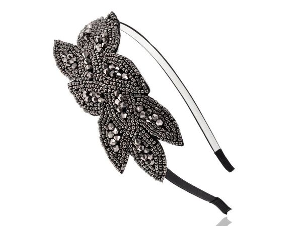 

hair clips & barrettes women beaded flapper headband leaf vintage 1920s inspired hairband black side flower band girls accessories, Golden;silver