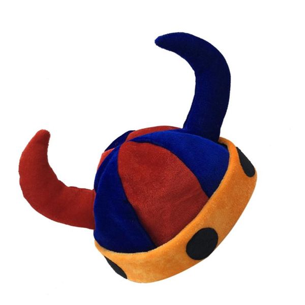 

party hats creative ox horn cosplay hat funny performance festival cap birthday headdress (blue, red and yellow)