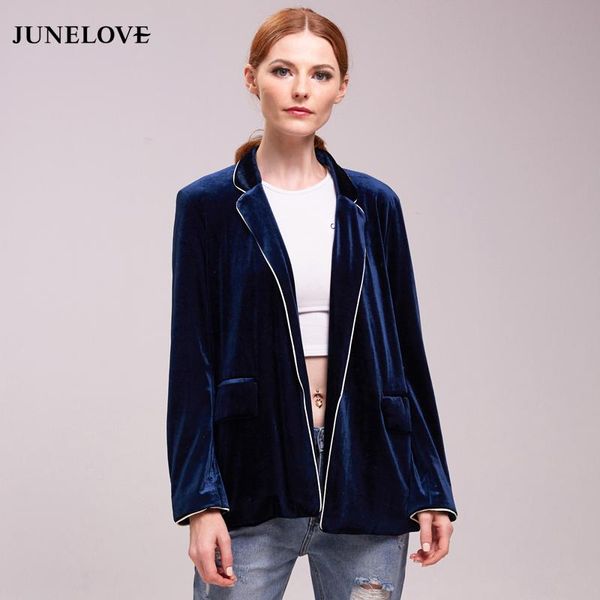 

women's suits & blazers junelove 2021 autumn winter women velvet blazer fashion outwear coat for pajamas style casual ladies pocket jac, White;black