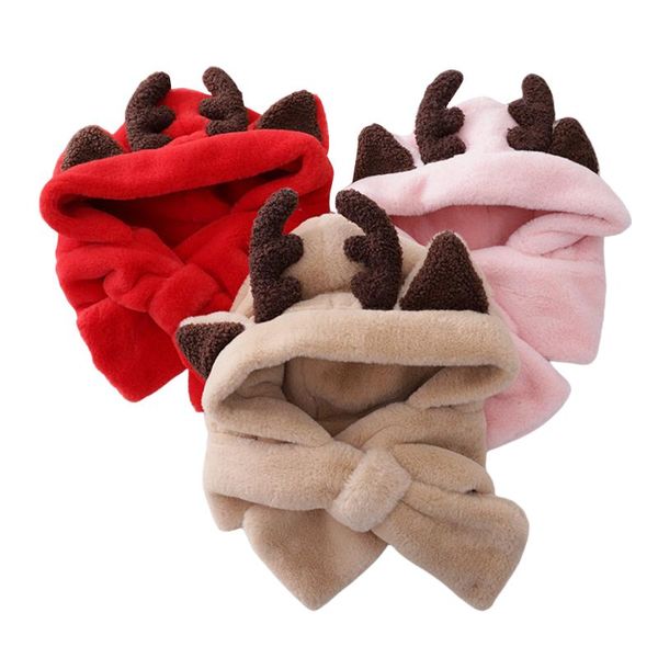 

caps & hats infant baby boys/girls christmas solid color hat scarf, reindeer antlers pography prop autumn and winter plush decoration, Yellow