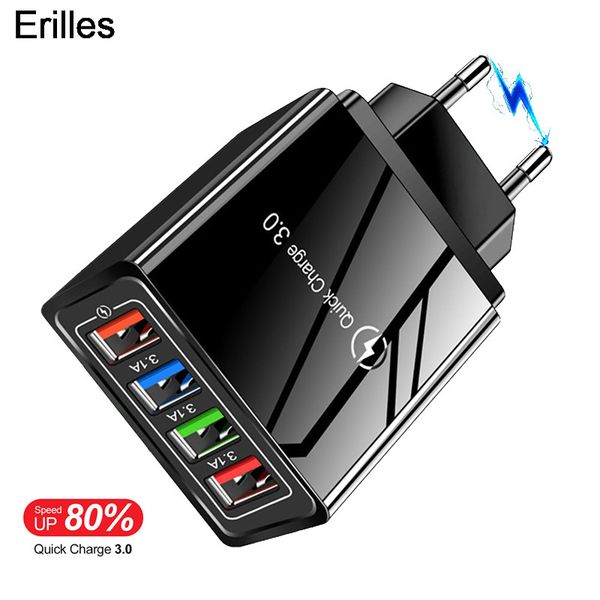 

lx brand usb charger for iphone 12 pro 11 xr 4 port fast wall charger eu/us plug adapter for samsung huawei 5v 3a mobile phone charger