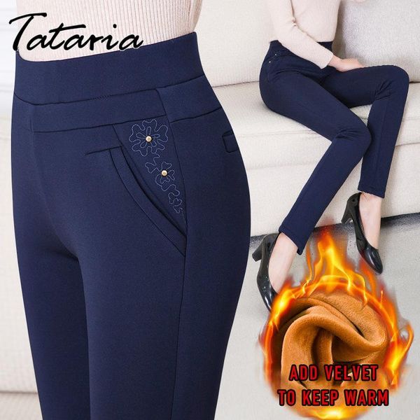 

women's pants & capris 2021 women trousers harajuku high waist hin thin straight female quality velvet warm party, Black;white