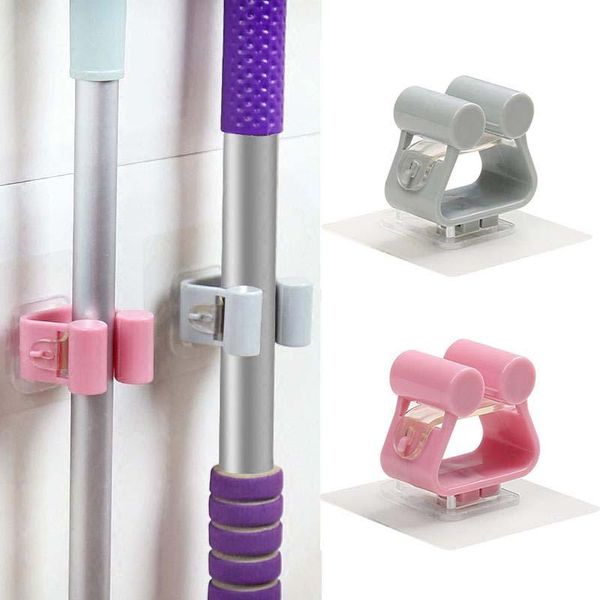 

wall mounted mop and broom holder organizer brush hanger home storage rack bathroom hooks household tools & rails