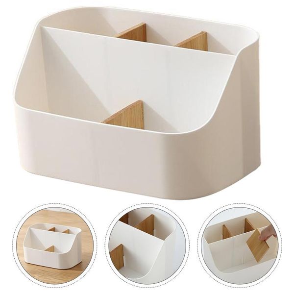 

storage boxes & bins 1set table with bamboo partition box home (beige)