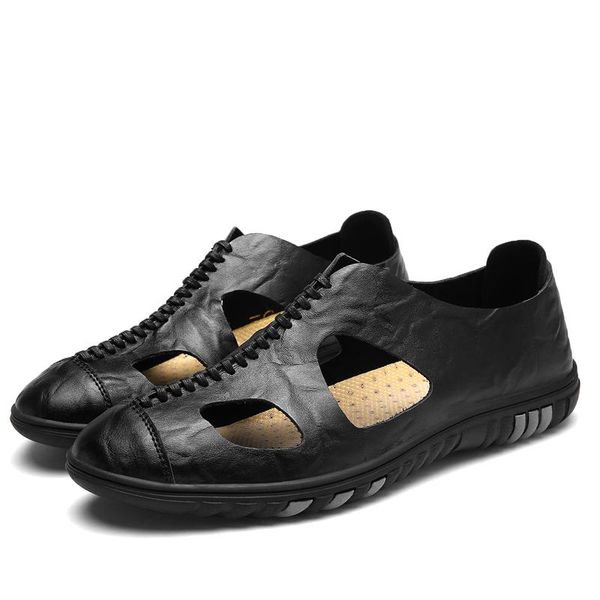 

sandals outdoor de leather sandalias herren cuire sandalen para zandalias da verano homme casa slide sport deportivas vietnam, Black