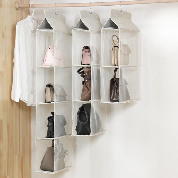

storage boxes & bins female bag hanging multi-layer organizer college dressing dorm women's bags foldable hanger for in the closet
