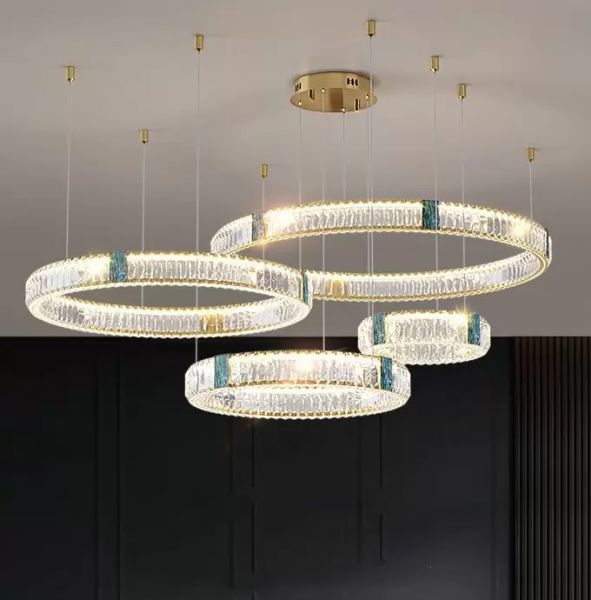 Art Deco Postmoderne Gold Silber Kristall LED Hängelampen Kronleuchter Beleuchtung Lustre Suspension Leuchte Lampen für Treppenhaus