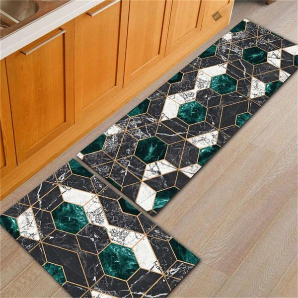 

carpets marble kitchen mat for floor black green abstarct geometric runner rug hallway luxury home decoration absorbent