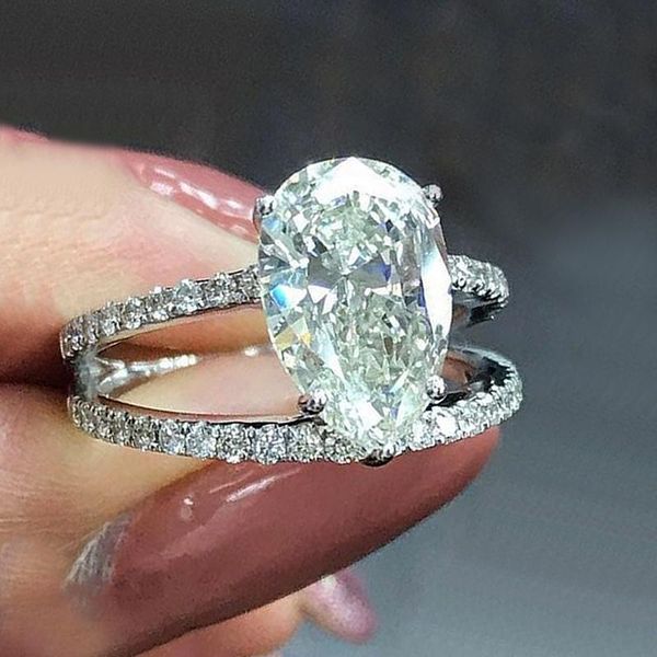 

wedding rings huitan dazzling water drop cubic zirconia women fashion accessories for engagement statement girl's party, Slivery;golden