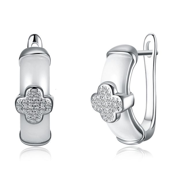 

s925 sterling silver earrings fashion trend personalized ceramic flower inlaid diamond sh-ce029, Golden