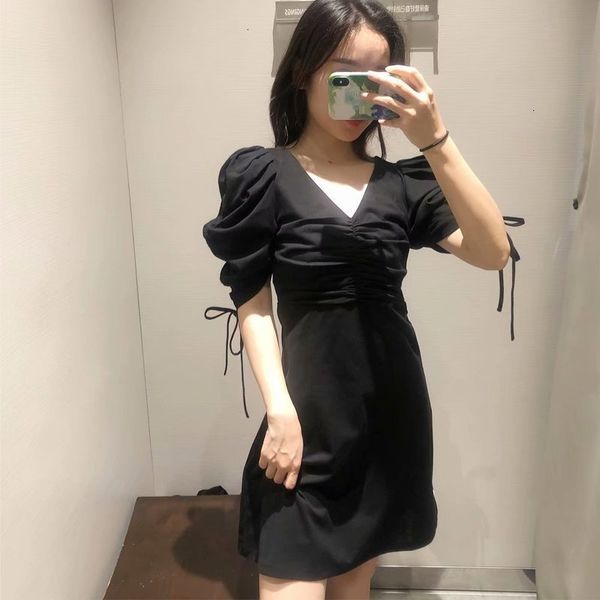 

style autumn casual dresses lambleg sleeve drawstring dress, Black;gray