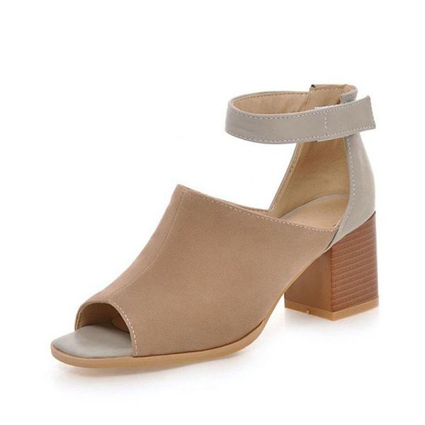 

sandals big size women chunky cover heels woman shoes ankle strap ladies summer plus sizes eu34-43, Black