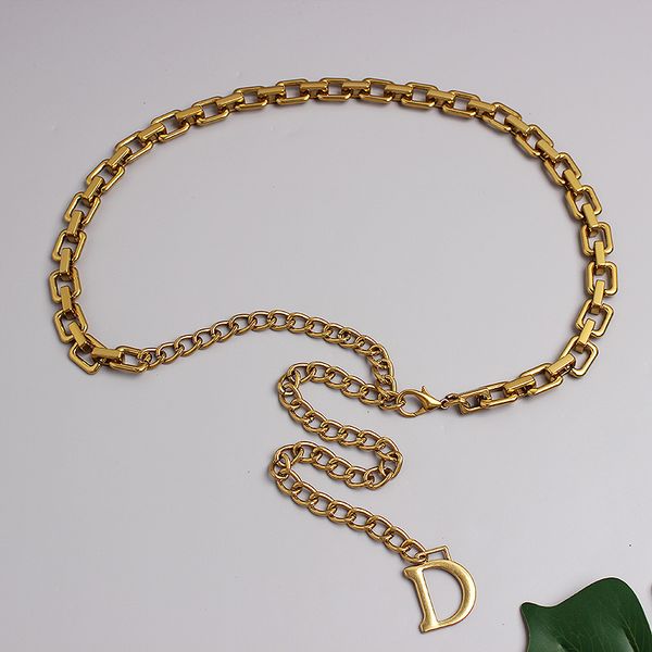 

belts vintage gold letter statement waist chain metal alloy luxury 2021 women waist belt link chain dress jean belt european cinturon t23020, Black;brown