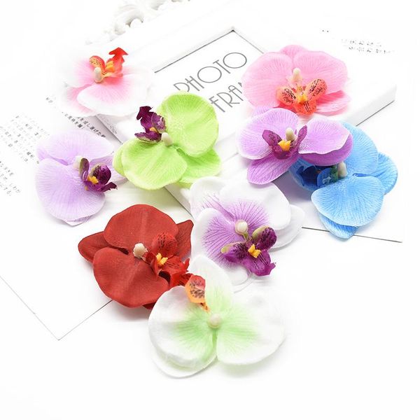 

decorative flowers & wreaths 10 pieces butterfly orchid fake wedding flower wall home decoration accessories diy gift candy box artificial