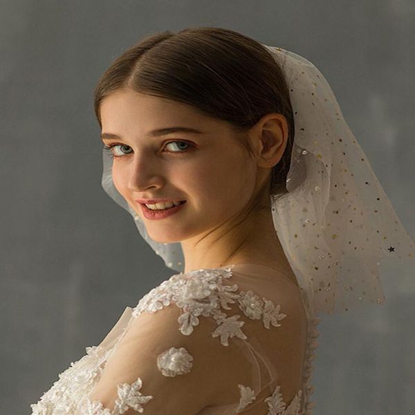 

bridal veils 2021 arrival fashion short veil wedding dress headwear headdress fold, Black