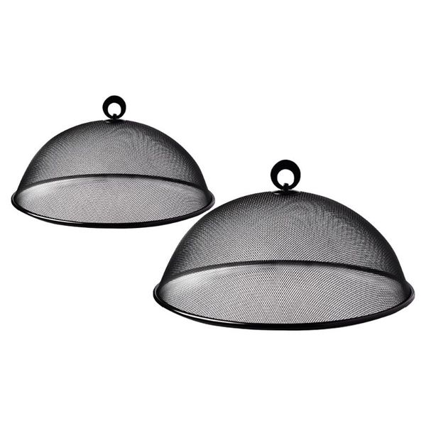 

kitchen storage & organization 2pcs dish cover insect proof deskiron craft (black)