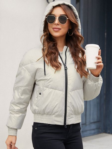 

miegofce zip up drop shoulder hooded winter coat x1q3#, Black