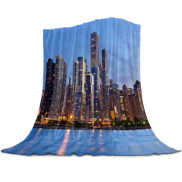 

blankets city building sea landscape soft warm coral fleece blanket winter sheet bedspread sofa throw light thin flannel