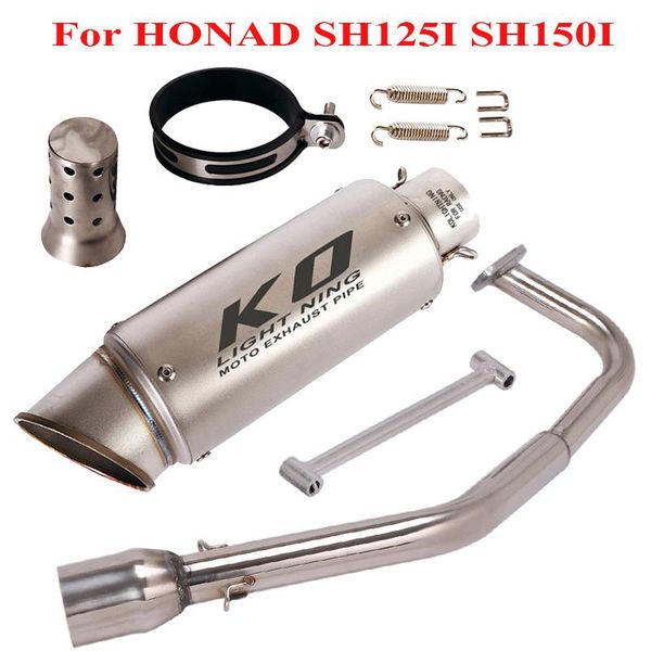 

slip on 51mm exhaust muffler tip db killer modified connect link tube header pipe for honad sh125i sh150i 2021-2021 motorcycle syst system